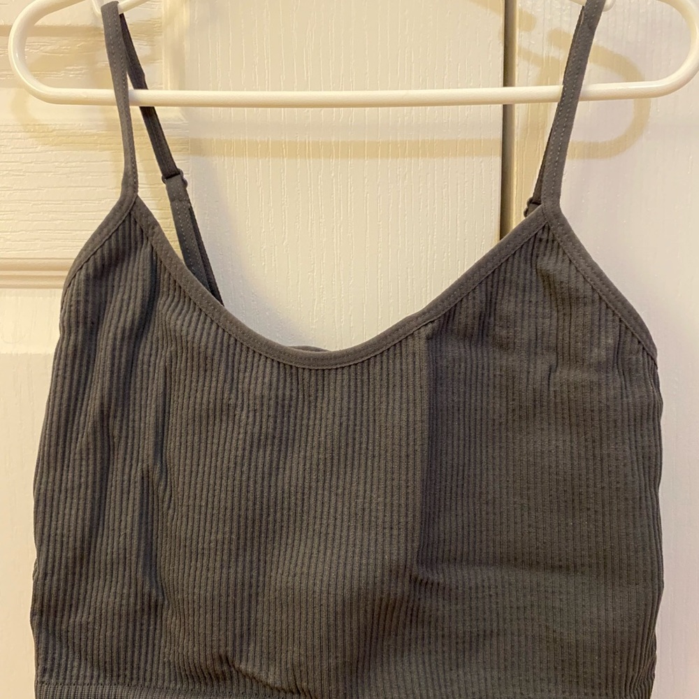 Gray Ribbed Tank Top
